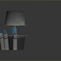 Metallic Decorative Structure With Silver Shade And Blue Glass Tube Elements
