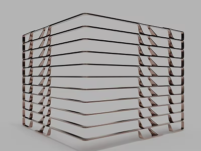 Modern Geometric Architectural Component With Layered Horizontal Strips And Triangular Supports 3d model