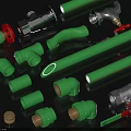 Various Blue Plumbing Pipes And Fittings With Plastic Tubes Metal Valves And Connectors