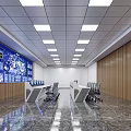 Modern Monitoring Room Interior With Large Display Wall Console Chairs And Marble Floor