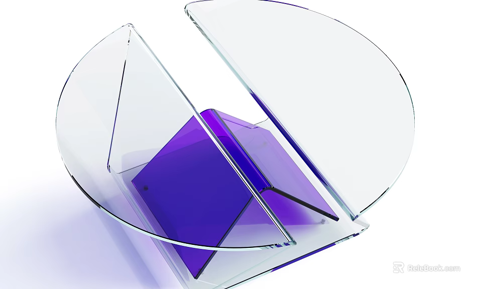 Modern Glass Coffee Table Featuring Transparent Top And Purple Base Design 3d model 