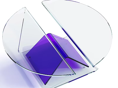 Modern Glass Coffee Table Featuring Transparent Top And Purple Base Design 3d model