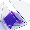 Modern Glass Coffee Table Featuring Transparent Top And Purple Base Design