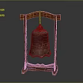 Elegant Classic Decorative Ornament Set with Wooden Frame and Bronze Bell Featuring Intricate Patterns