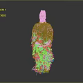 Ancient Terracotta Warrior Statue With Green Plants Covering Lower Body Section