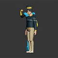 Two Game Movie Characters 3D Figure With Black Bodysuit Blue Details Navy Sweater Khaki Pants