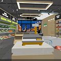 Modern Supermarket Interior With Fresh Fruits Vegetables Display Counters And Shelves