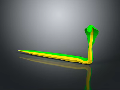 Green and Yellow Snake 3D Model on Dark Background with Reflection 3d model