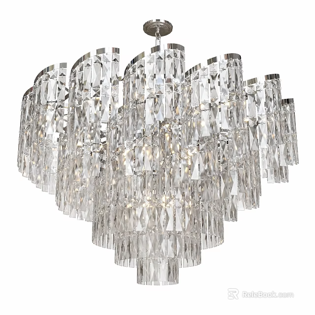 Modern Sparkling Crystal Chandelier Ceiling Light With Layered Crystal Pieces Design 3d model 