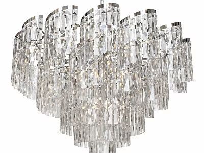 Modern Sparkling Crystal Chandelier Ceiling Light With Layered Crystal Pieces Design 3d model