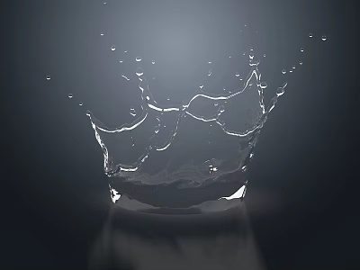 Dynamic Water Fountain With Splashing Water Droplets And Crown Like Shape 3d model