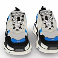 Modern Casual Sneakers with Gray Black Blue White Block Design Thick Sole Mesh Panel Details