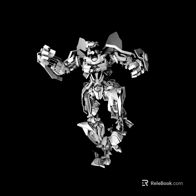 Smart Machine With Detailed Metallic Structure And Mechanical Joints On Black Background 3d model 