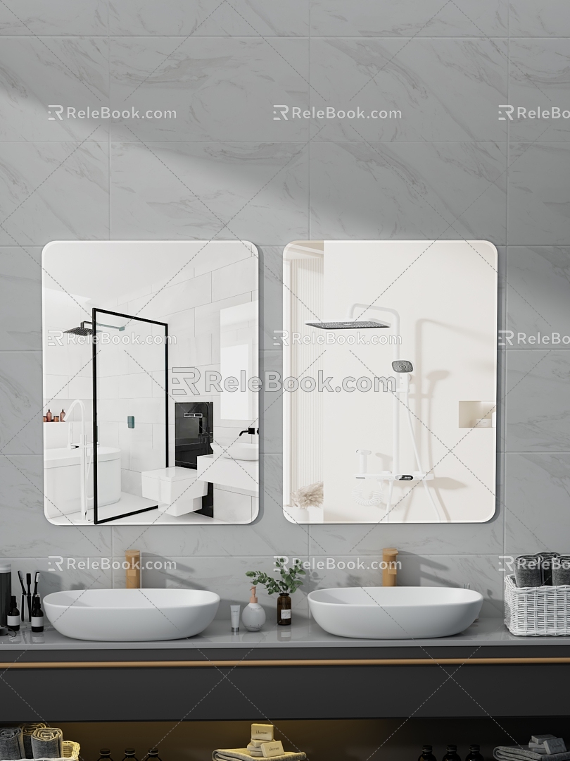 Modern Mirror Bathroom Toilet Mirror 3d model