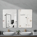 Modern Mirror Bathroom Toilet Mirror 3d model