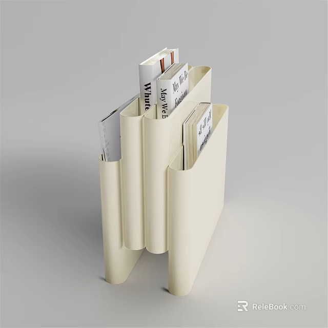 Modern White File Organizer With Magazines And Books For Office Storage 3d model 