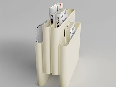 Modern White File Organizer With Magazines And Books For Office Storage 3d model