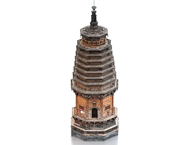 Ancient Pagoda Architecture Showcasing Multi Tiered Structure With Overhanging Eaves And Ornate Finial 3d model
