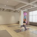 Woman Doing Fitness Exercise With Stability Ball On Yoga Mat In Bright Gym Studio