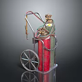 Portable Wheeled Gas Cylinder Apparatus With Hose And Control Valves