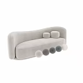 Modern Double Sofa Designs In Beige And Light Blue Upholstery With Two Cushions
