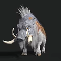 3D Rendered Fantasy Wild Boar With Gray Brown Fur And Long Tusks