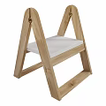 Modern Wooden Stool With White Padded Seat And Simple Frame Design For Home