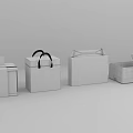 Decorative Ornament Combination Featuring Multiple Wooden White Storage Boxes with Handle and Open Lid 3d model
