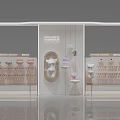 Modern Mall Cosmetics Store With Display Shelves Mannequin And Cosmetic Products Lighting