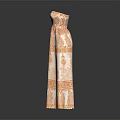 Elegant Strapless Orange And White Patterned Dress For Summer Fashion