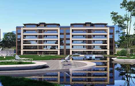 A foreign house and entrance hall in a modern residential building 3d model