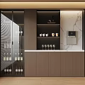 Modern Wine Cabinet With Glass Doors Wooden Cabinets Wine Bottles And Glasses