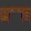 Wooden Office Desk with Multiple Drawers Classic Design and Solid Wood Structure 3d model