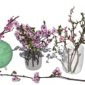 Beautiful Vases with Pink Blossoms in Green and Transparent Designs for Home Decor