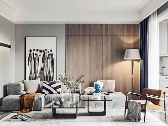 Modern living room sofa coffee table combination 3d model