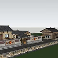 Chinese Traditional Architecture 3D Model With Courtyard Slate Ground And Wooden Roof Design