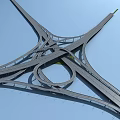 Modern Multi Level Bridge Interchange Featuring Complex Highway Structure Design 3d model