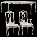 Elegant Classic Dining Table Set With Intricate Carved Design And Matching Chairs 3d model