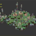 Pixel Style Scene With Playful Pandas Green Terrain And White Poles