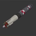 Aerospace Space Rocket Model With Black Silver Red Striped Design And Launch Structure
