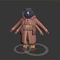 Cute Purple Cartoon Bear Character With Pink Coat Straps Gloves And Shoes