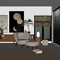 Modern sofa combination side table TV cabinet carpet floor lamp 3d model