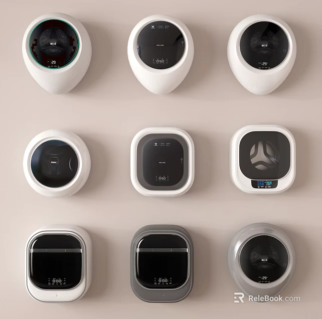 Modern Washing Machine Control Panels With Various Designs And Styles 3d model