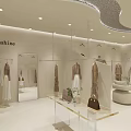 Modern Sinshine Haute Couture Clothing Store With Clothing Racks Marble Floor And Green Plants