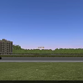 Modern Multi Story Residential Building With Balconies Green Trees Lawn And Blue Sky
