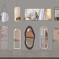 Assorted Decorative Mirrors With Diverse Shapes And Frames For Wall And Floor 3d model