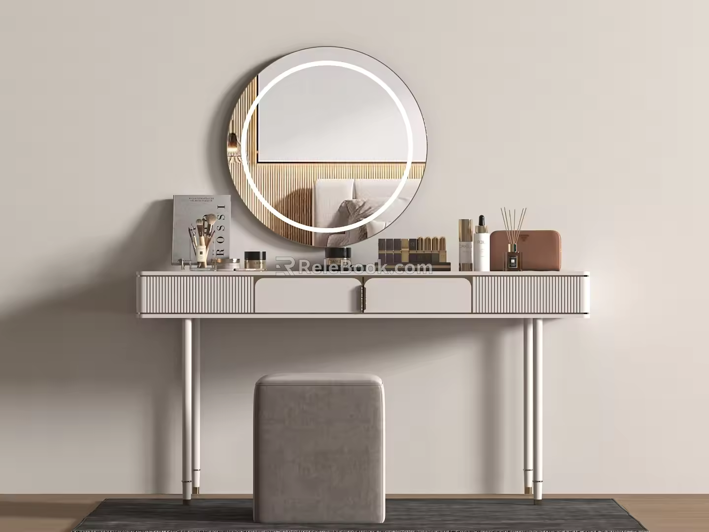 Modern Makeup Table Makeup Stool Combination 3d model