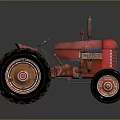 Vintage Red Agricultural Functional Vehicle With Large Wheels And Classic Tractor Design