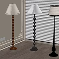 Modern Floor Lamps With Beaded Spiral Bases And Light Pleated Shades