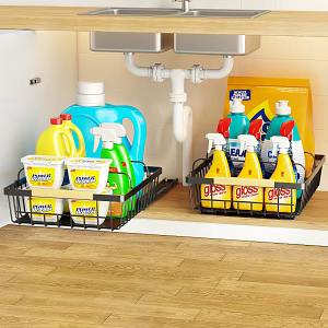 Single Layer Lower Sink Storage Rack Pull Basket Storage Rack 3d model